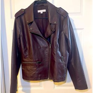 Faux leather motorcycle jacket